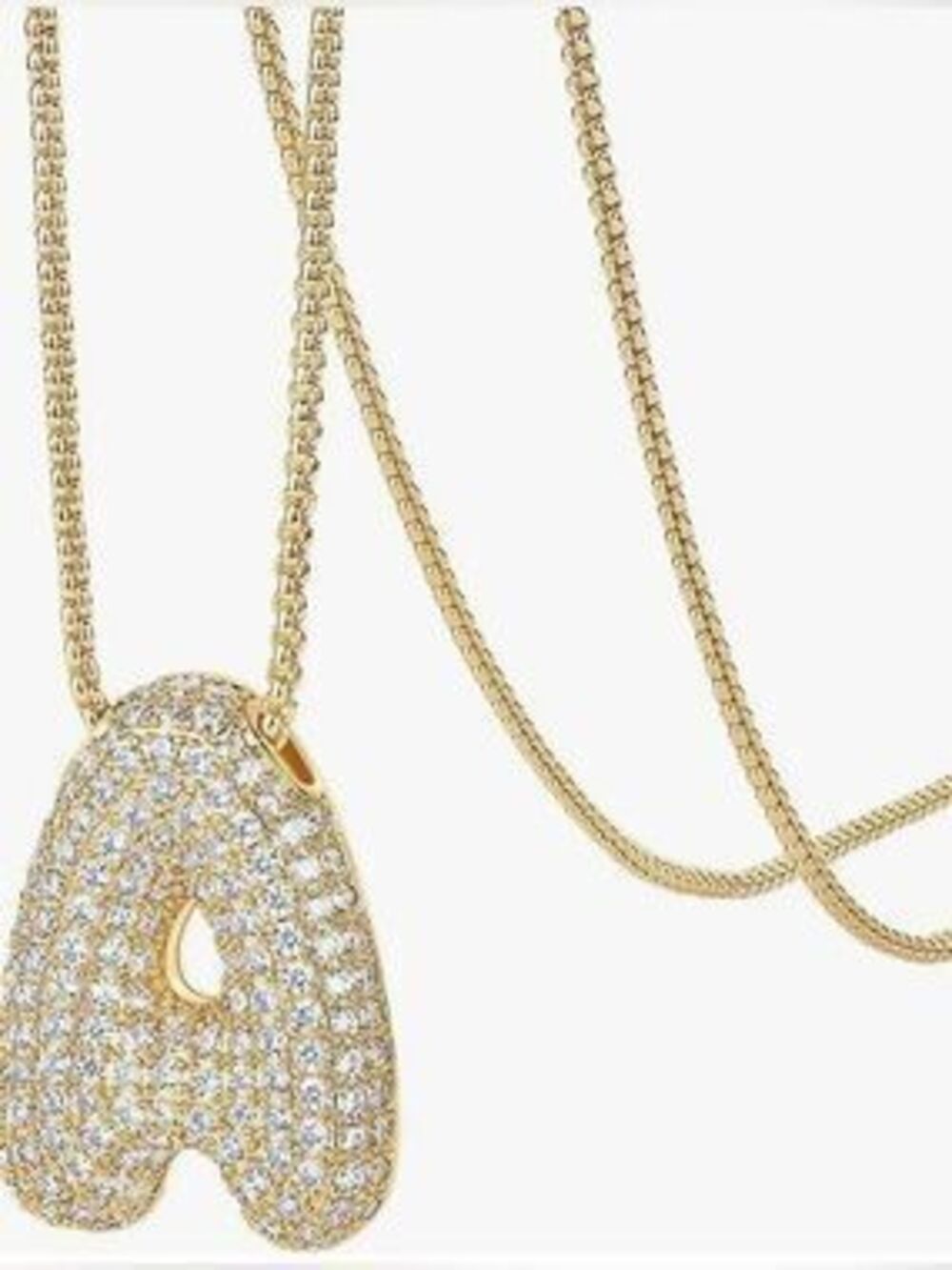 NEW 14K Gold Plated Cubic Zirconia Bubble Letter A Initial Necklace